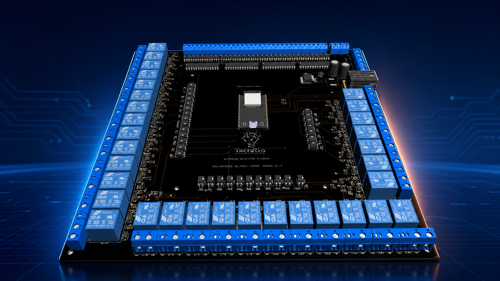 Central de automação ESP32 TechRib com 32 canais e relés